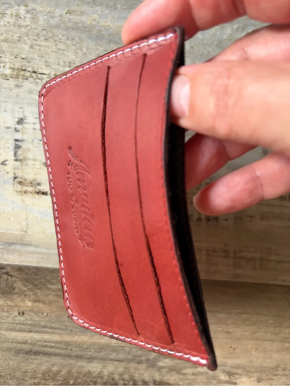 Annudeus Red Leather Slim Card & Key Sleeve